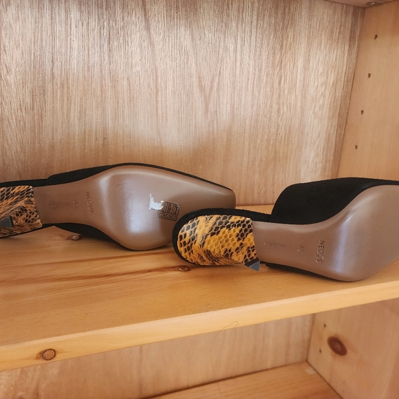 NEOUS black/animal print Cina suede kitten heels Size 40 - Picture 3 of 5